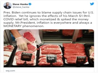 Macro View: Hanke hits out at Biden's inflation explanation