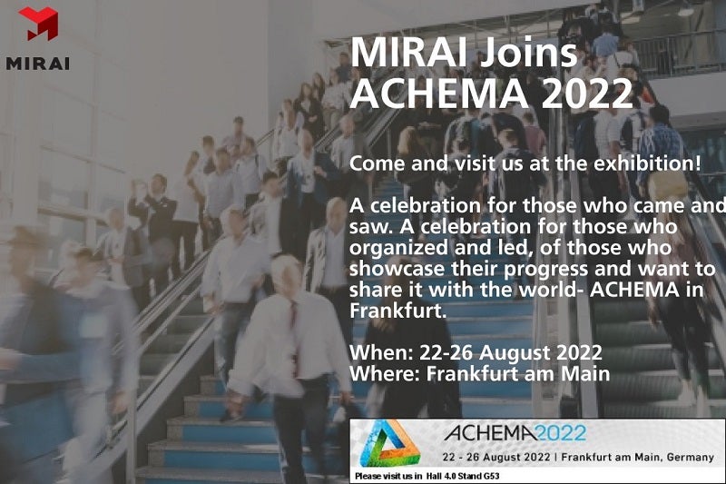 Mirai Intex at ACHEMA Exhibition: 22-26 August 2022, Frankfurt am Main