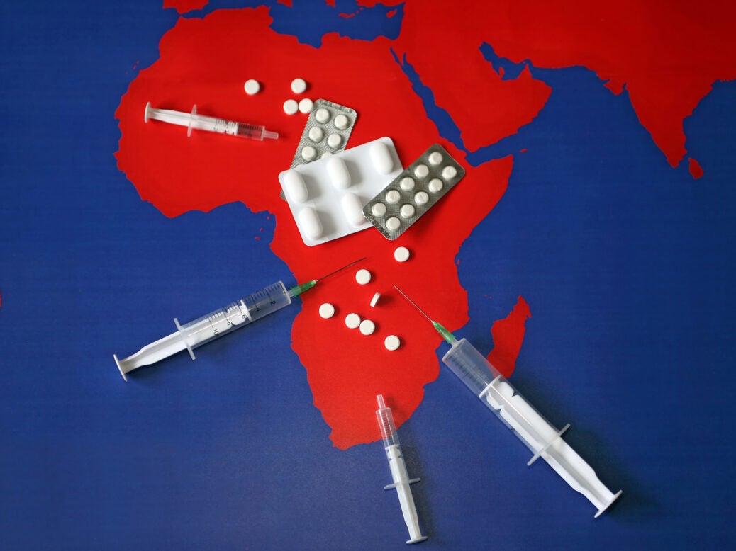 Map of Africa with drugs; Africa pharma
