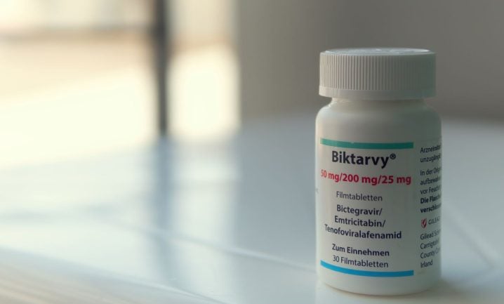 Official Biktarvy bottle — bictegravir emtricitabine tenofovir alafenamide 50mg 200mg 25mg once-daily HIV tablet by Gilead Sciences